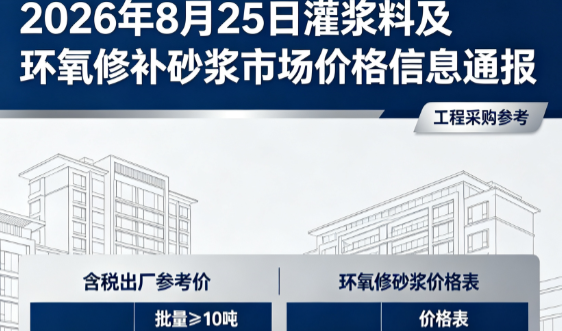 临澧2026年8月25日灌浆料及环氧修补砂浆市场价格信息通报
